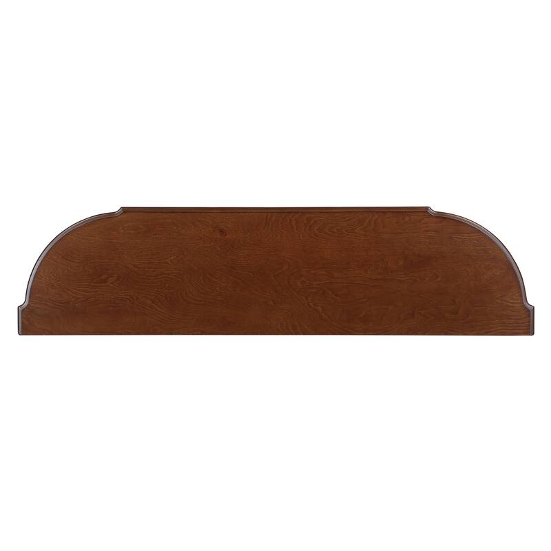 Curved Wood Console Table Sofa Table with Open Shelf and Drawers