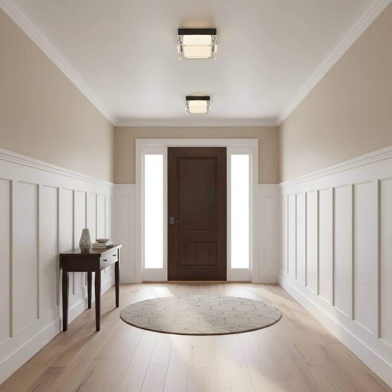 8 Inch Square LED Flush Mount Light Acrylic Diffuser 1500 Lumens Dimmable - Black