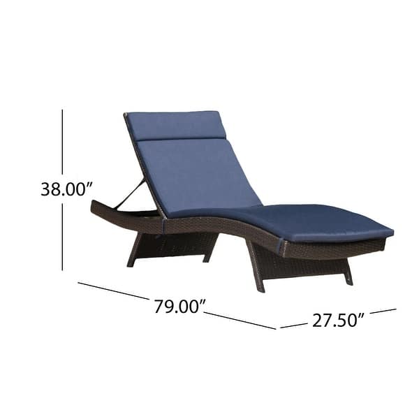 dimension image slide 1 of 4, Salem Outdoor Wicker Adjustable Chaise Lounge with Cushion by Christopher Knight Home
