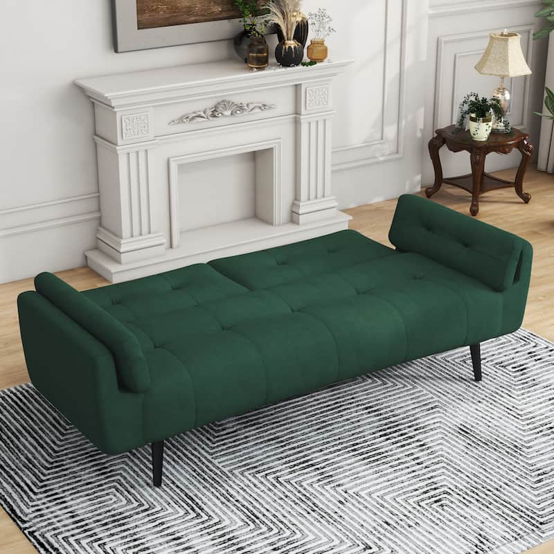 75" Convertible Sleeper Futon Sofa Bed With Adjustable Tufted Back