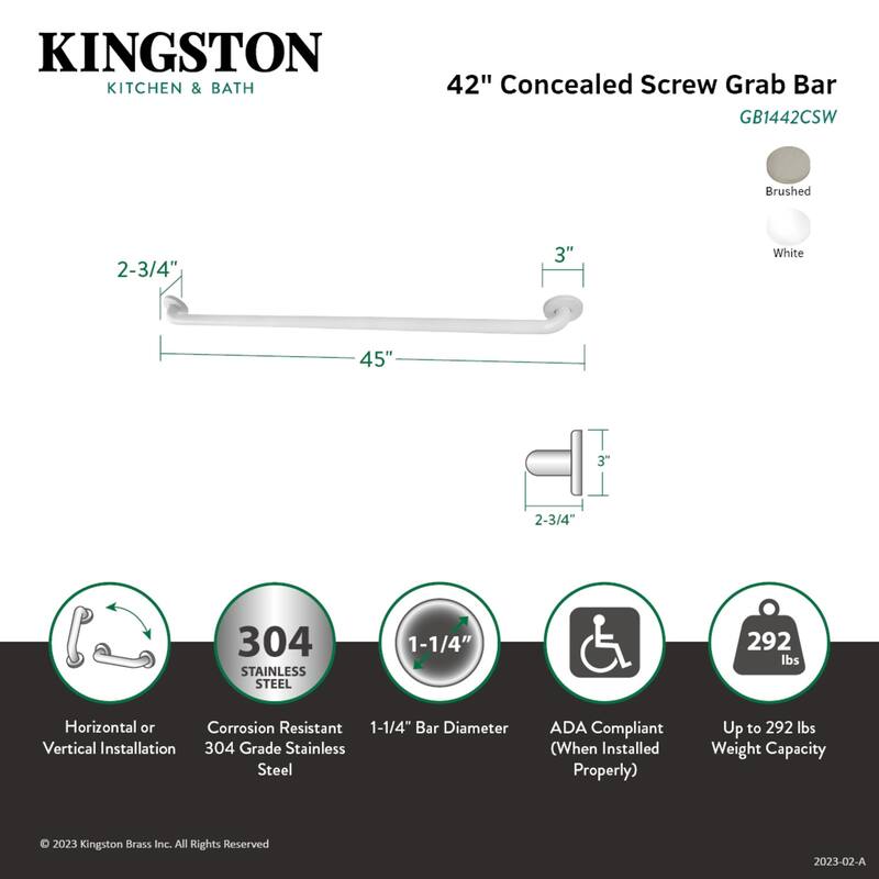 Made To Match 42-Inch Stainless Steel Grab Bar