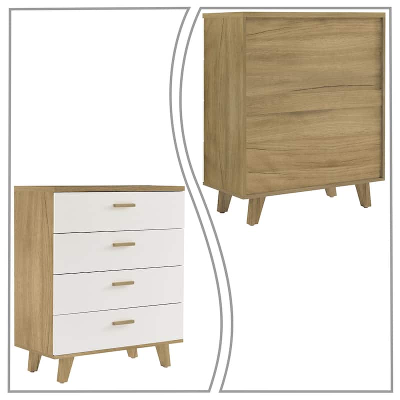 Modern Farmhouse Style Wooden Dresser with Wooden Handles