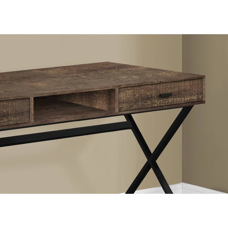 Computer Desk, Home Office, Laptop, Storage Drawers, 48"l, Work, Brown Laminate, Black Metal, Contemporary - Brown