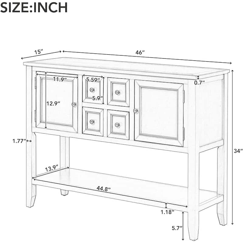 Console Tables for Entryway,Narrow Console Table with Storage,46" Extra Long Foyer Table, Sofa Tables with Draws and 2 Cabinets