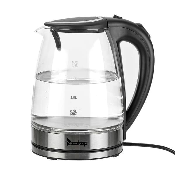 1500W 1.8L Electric Glass Tea Kettle Hot Water Kettle with Auto Shutoff  Protection, Stainless Steel Lid & Bottom - On Sale - Bed Bath & Beyond -  31830614