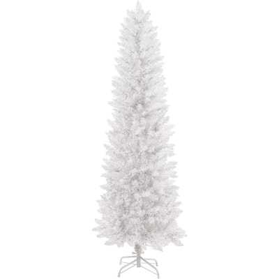 6ft White Pencil Christmas Tree with 250 Warm White & Colored Change Lights