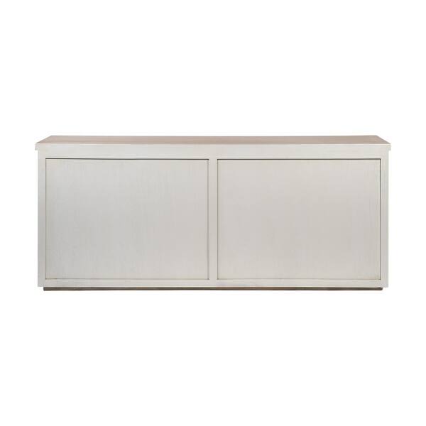 Brown Solid Mango Wood Top & White Frame Sideboard With 4 Cabinet Doors Brown Solid Mango Wood Top & White Frame Sideboard With 4 Cabinet Doors