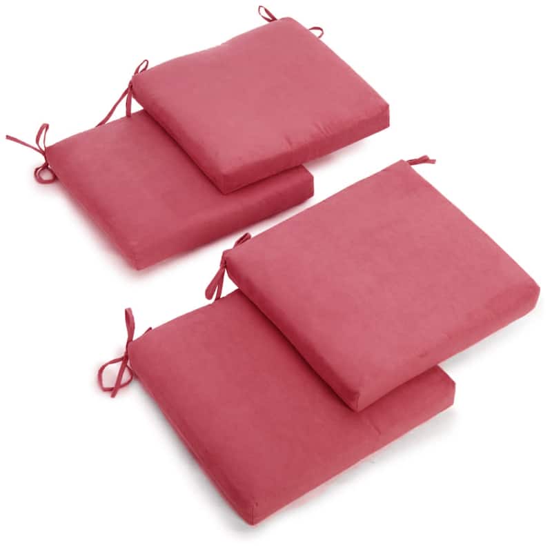 20-inch by 19-inch Microsuede Chair Cushion with Ties (Set of 1, 2, or 4) - Set of 4 - Bery Berry