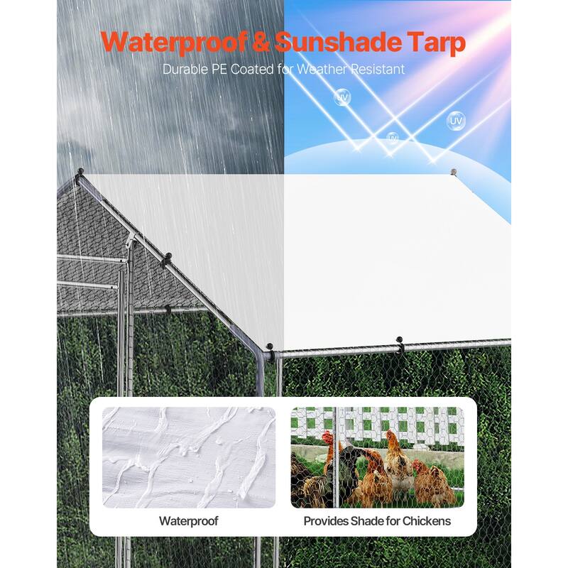 UIMOSO Metal Chicken Coop, Large Walk-in Chicken Runs with Cover, Hen House Enclosure with Security Lock