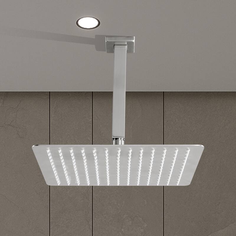 12" Square High Pressure Rain Shower Head,304 Stainless Steel Rain Shower Head - Brushed Nickel