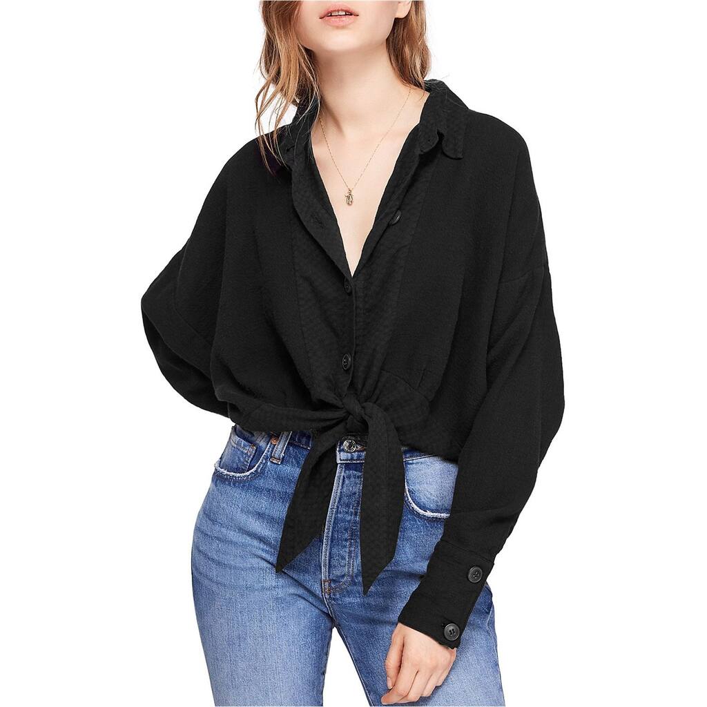 Free People Womens Sunstreaks Tie Front Button Down Blouse