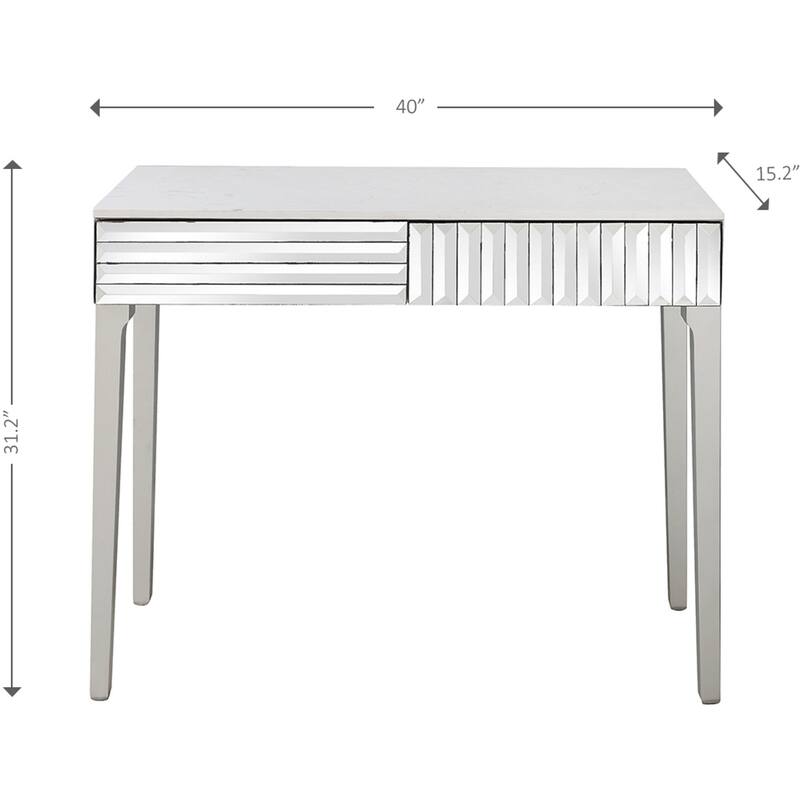 HomeRoots 40" Silver Mirrored Glass Console Table - 40.00 in. x 31.20 in. x 15.20 in.