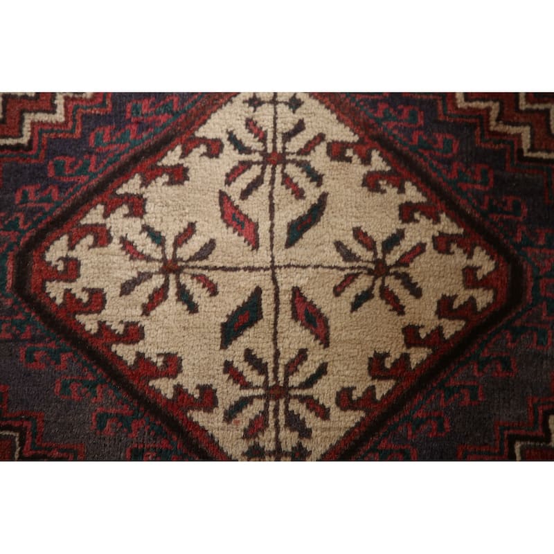 Brown Ardebil Persian Vintage Runner Rug Hand-knotted Wool Carpet - 3'0"x 11'0"