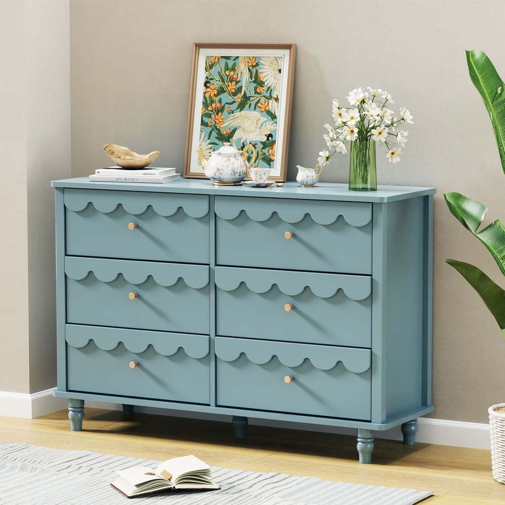 Whimsical Cloud Dresser with 6 Drawers Cute Kids Bedroom Storage