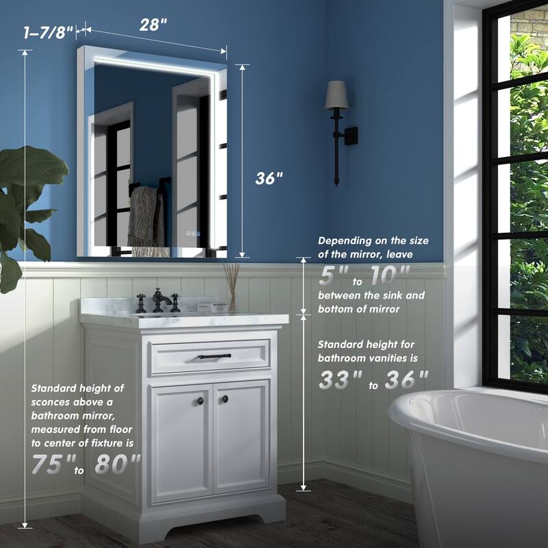ExBrite LED Lighted Bathroom Mirror with Defog and Stepless Dimming