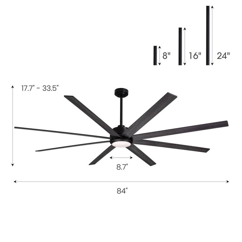84" Ceiling Fan with Light Black Indoor/Outdoor Ceiling Fan for Living Room Large Dimmable Ceiling Fan with Remote APP Control