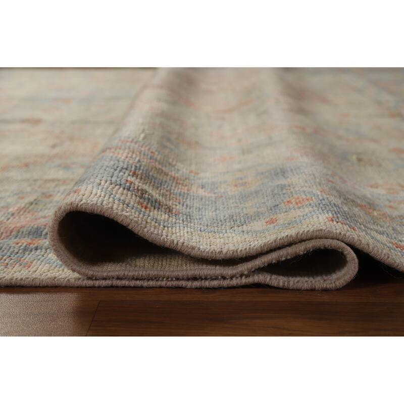 Hand Knotted Oriental 100% Wool Carpet Transitional All-Over Beige & Ivories Oushak Area Rug - 8' 11'' X 6' 0''