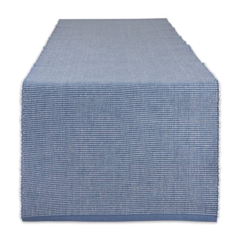 DII Black & White 2-Tone Ribbed Table Runner - 13x108" - Stonewash Blue
