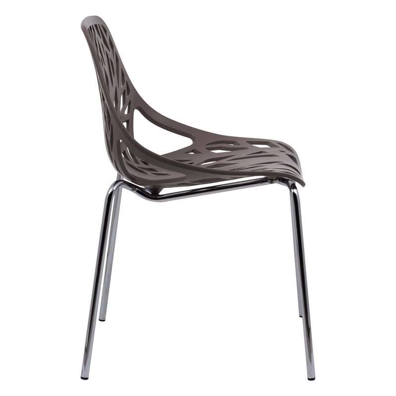 Asbury Stackable Dining Chair with Chrome Legs Side Chair with Modern Cut-Out Design Backrest