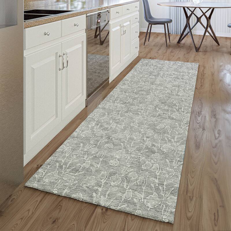 Premium Washable Super Soft Modern Floral Mayfield Rug - Silver - 2' 3" x 7' 6" - Runner