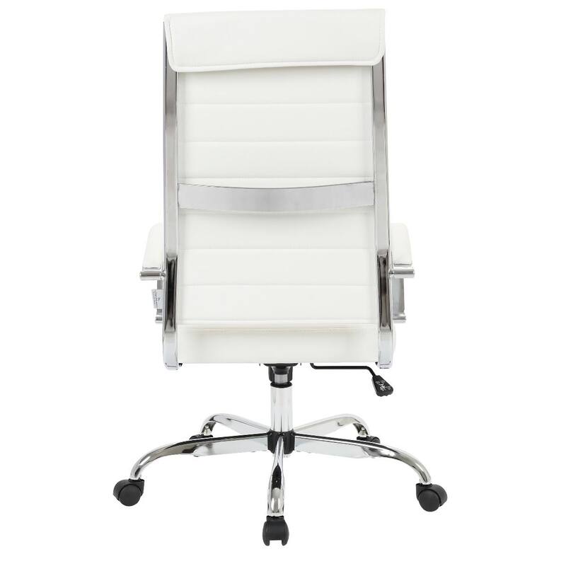 Benmar Leather Executive Office Chair with Chrome Frame, Adjustable Height, Tilt Lock, 360° Swivel, and Smooth Rolling Casters