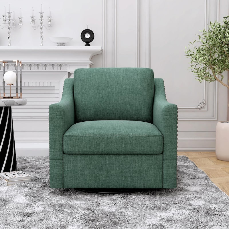 360° Swivel Armchair in Cotton Linen Fabric