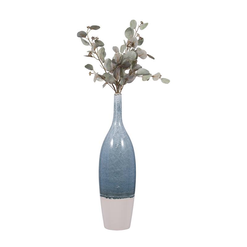 Sagebrook Home Blue Kashion Vase - Stoneware Decor Accent for Modern Living Spaces