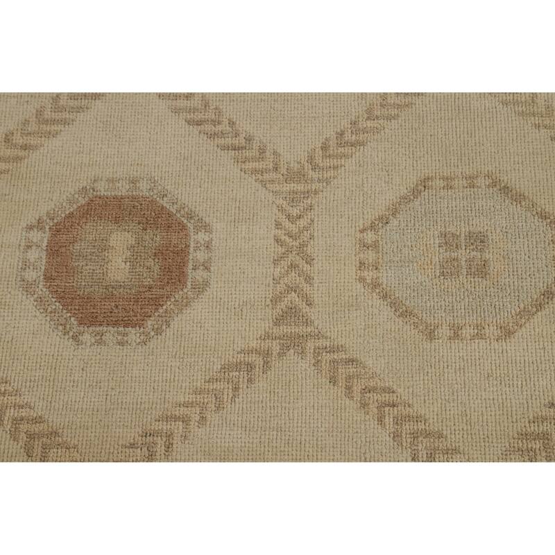 All-Over Vegetable Dye Khotan Turkish Area Rug Handmade Wool Carpet - 8'11" x 11'10"