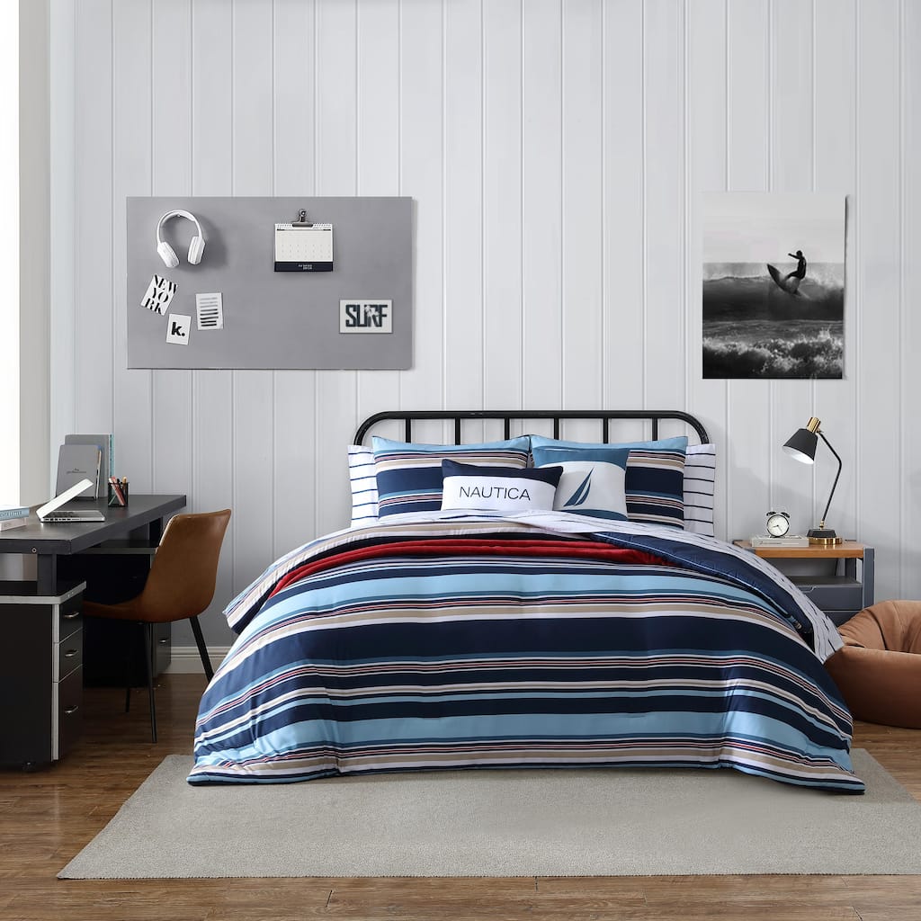 Nautica Colton Reversible Navy Comforter Bonus Set