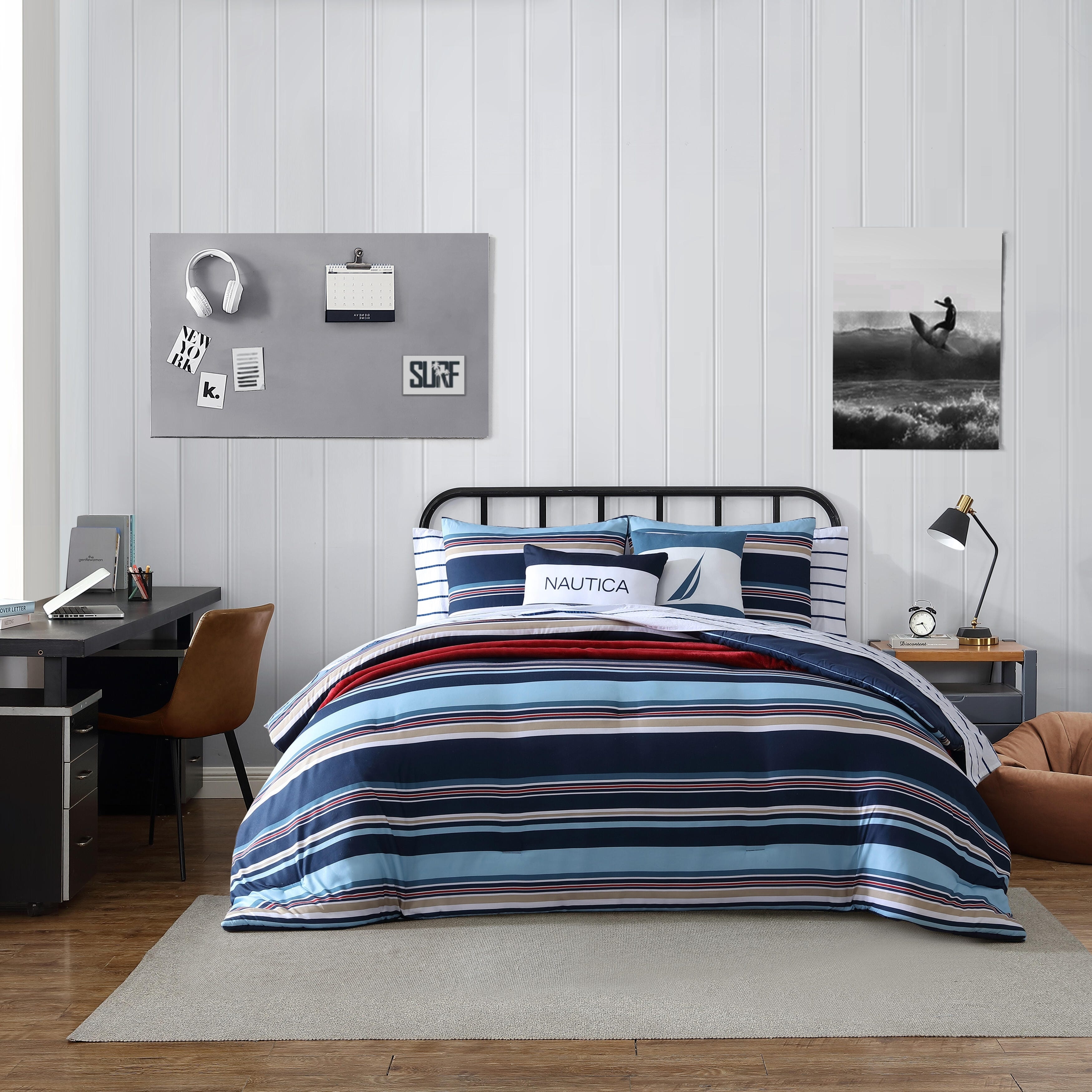 Nautica Colton Reversible Navy Comforter Bonus Set