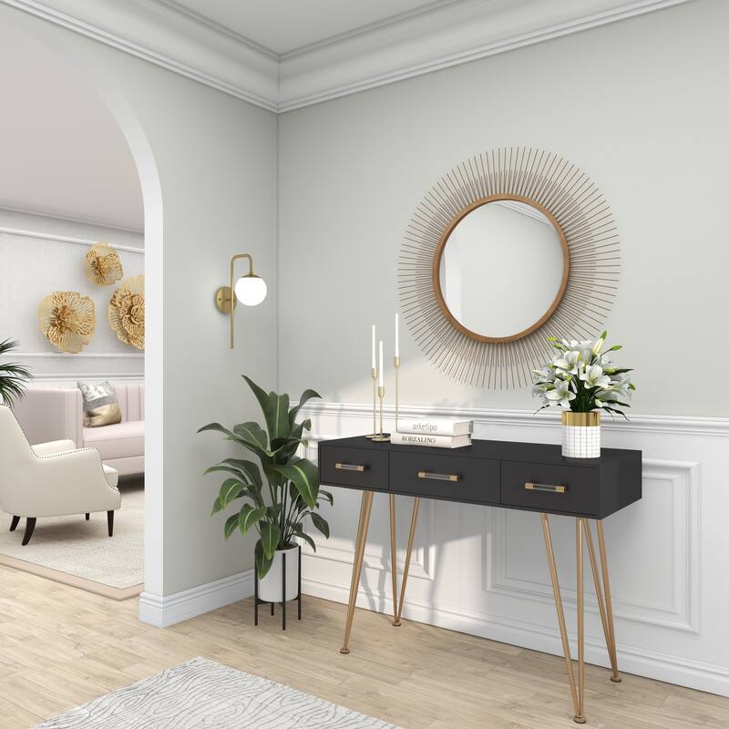 Gold Metal Starburst Room Wall Mirror