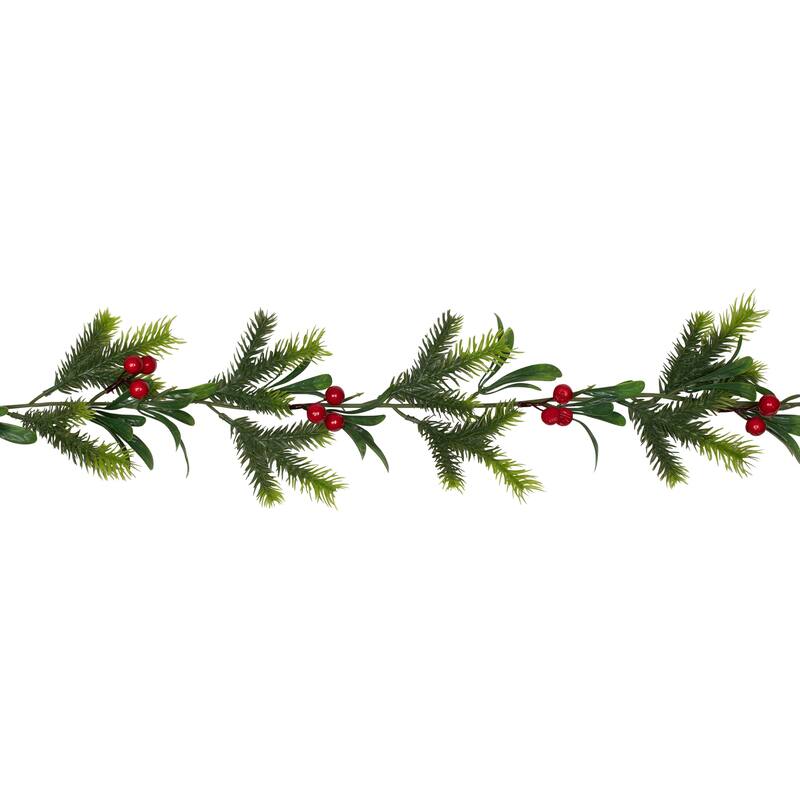 Holly Berries and Pine Artificial Christmas Garland - 6' - Unlit