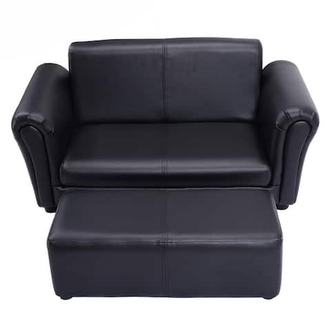 Children Sofa 2 Seat Armrest Chair Lounge with Footstool