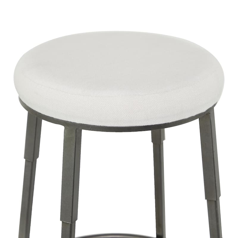Metal Bar Stool with Cream Cotton Seat - Gray - Roche River Decor