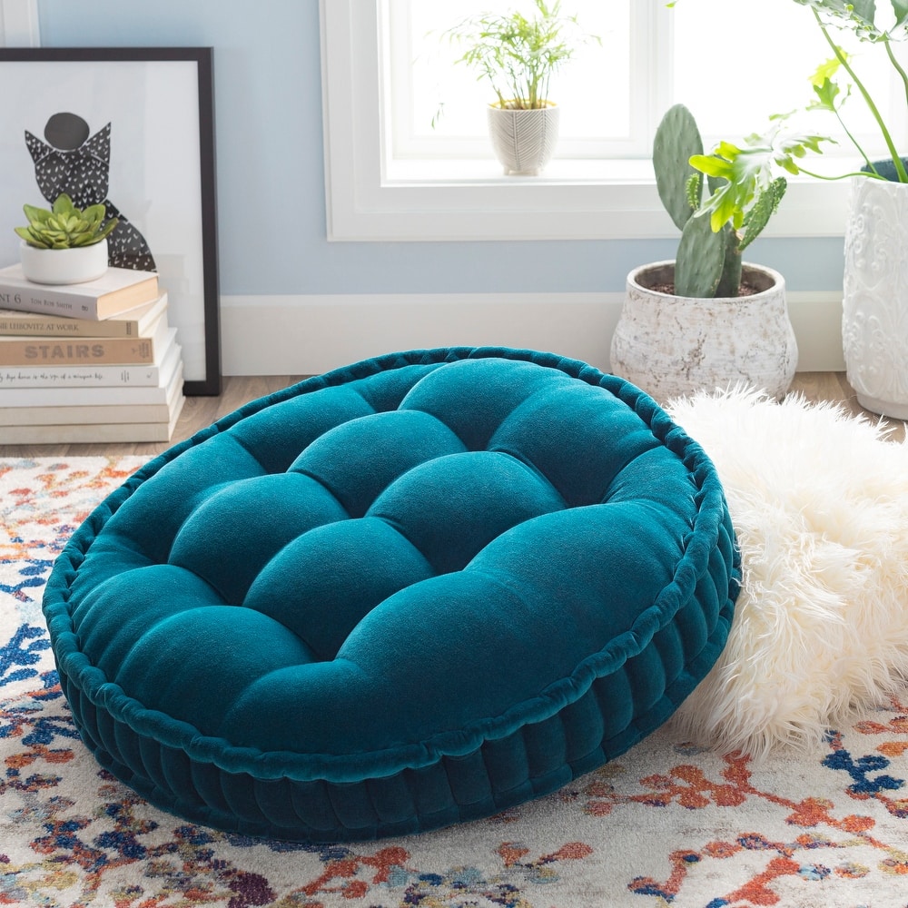 Livabliss Atlanta Deep Button Tufted Velvet Floor Pillow