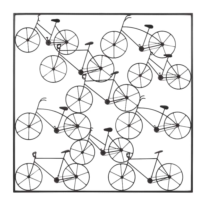 Metal Bike Stacked Home Wall Decor with Black Frame - Black - Roche River Decor