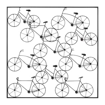 Metal Bike Stacked Home Wall Decor with Black Frame - Black - Roche River Decor