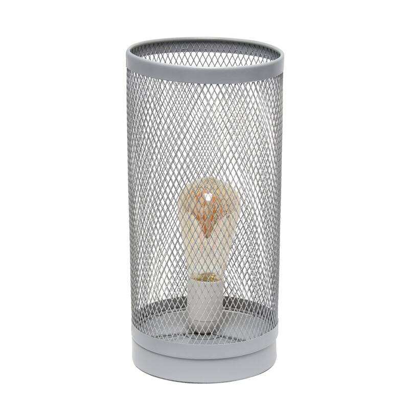 Cylindrical Metal Mesh Table Lamp - 12.75" - Gray