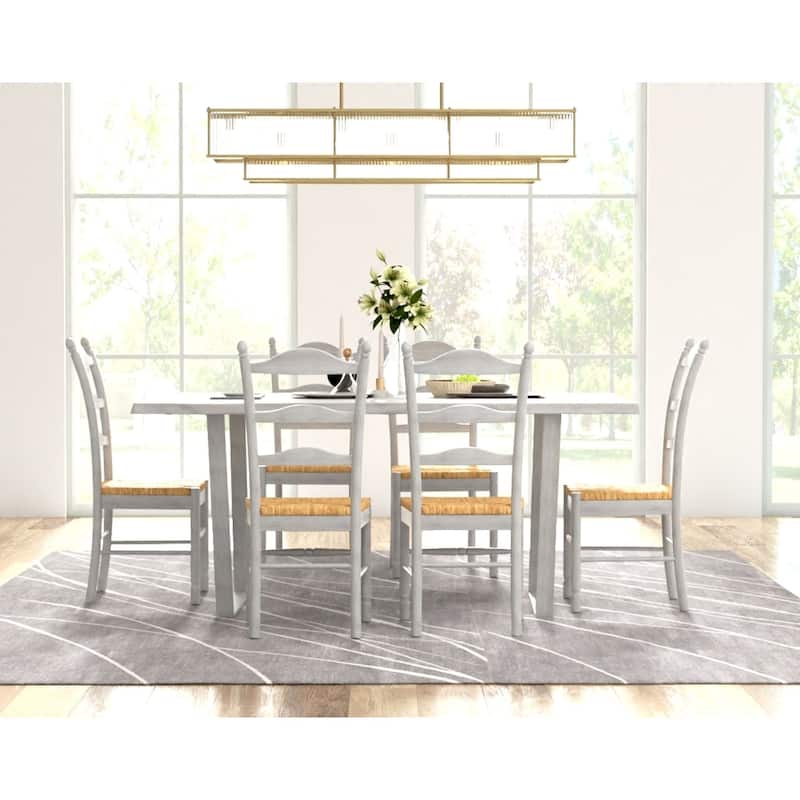 Woven Seat Solid Ladder Back Dining Chair - 38" - White