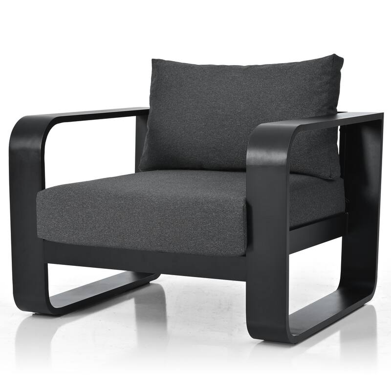 3-Piece Outdoor Aluminium Chair Set with Coffee Table and Thick Cushion