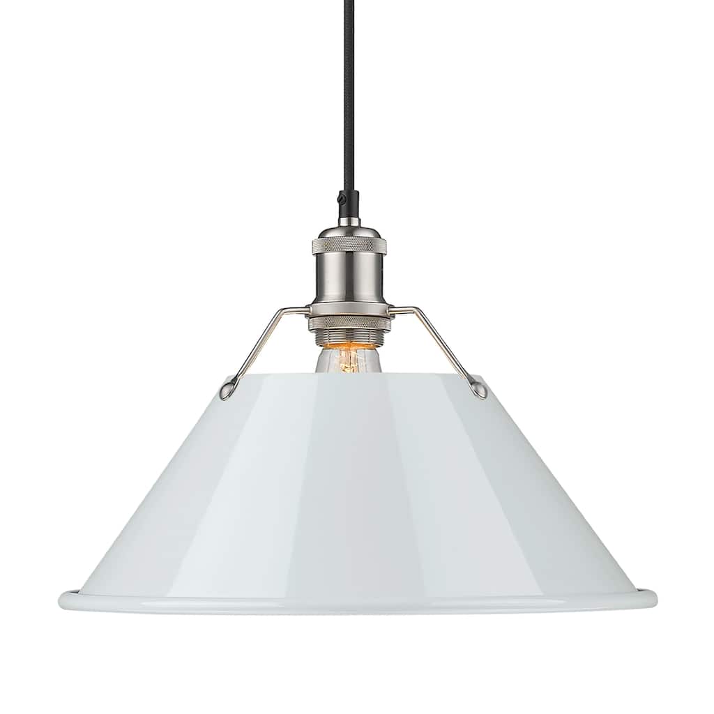 Yep by Golden Lighting Orwell 1-light 14in Pendant in Pewter and Dusky Blue shade - Silver
