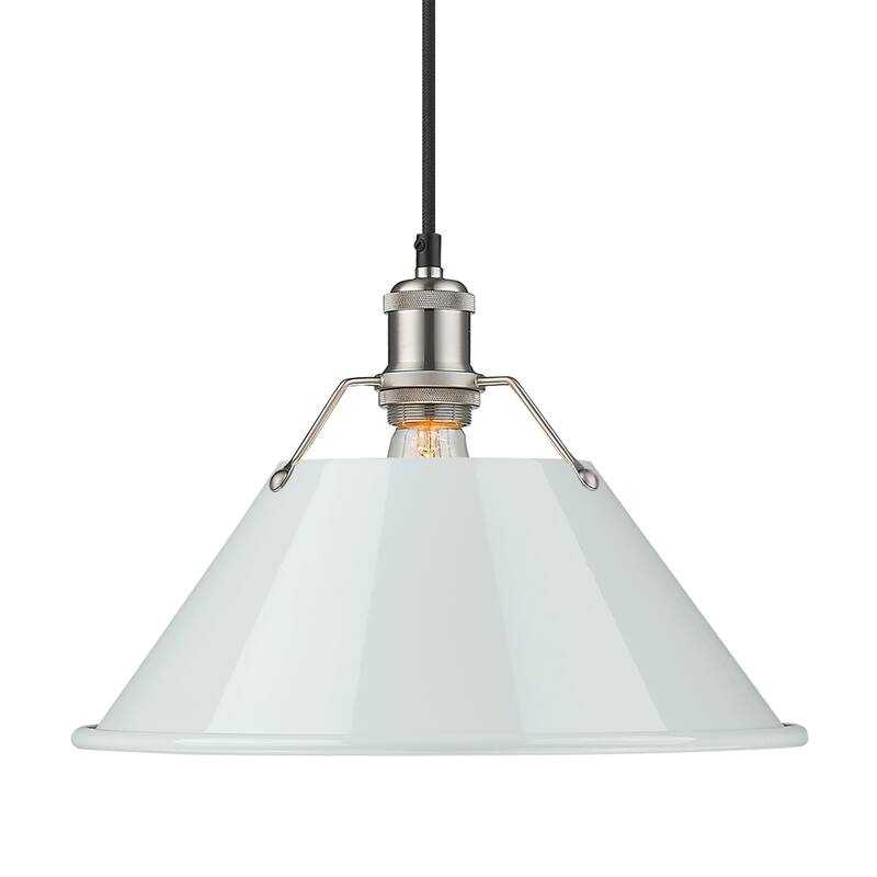 Yep by Golden Lighting Orwell 1-light 14in Pendant in Pewter and Dusky Blue shade - Silver
