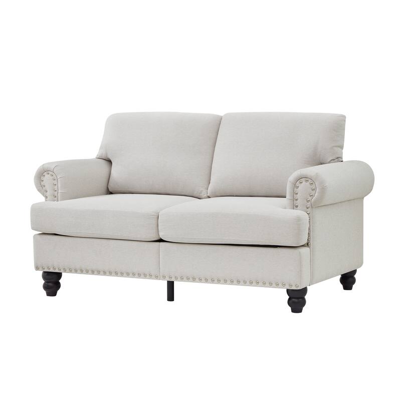Classic Design Sectional Sofa Loveseat Couch with Pillow Back（Leather/Polyester)
