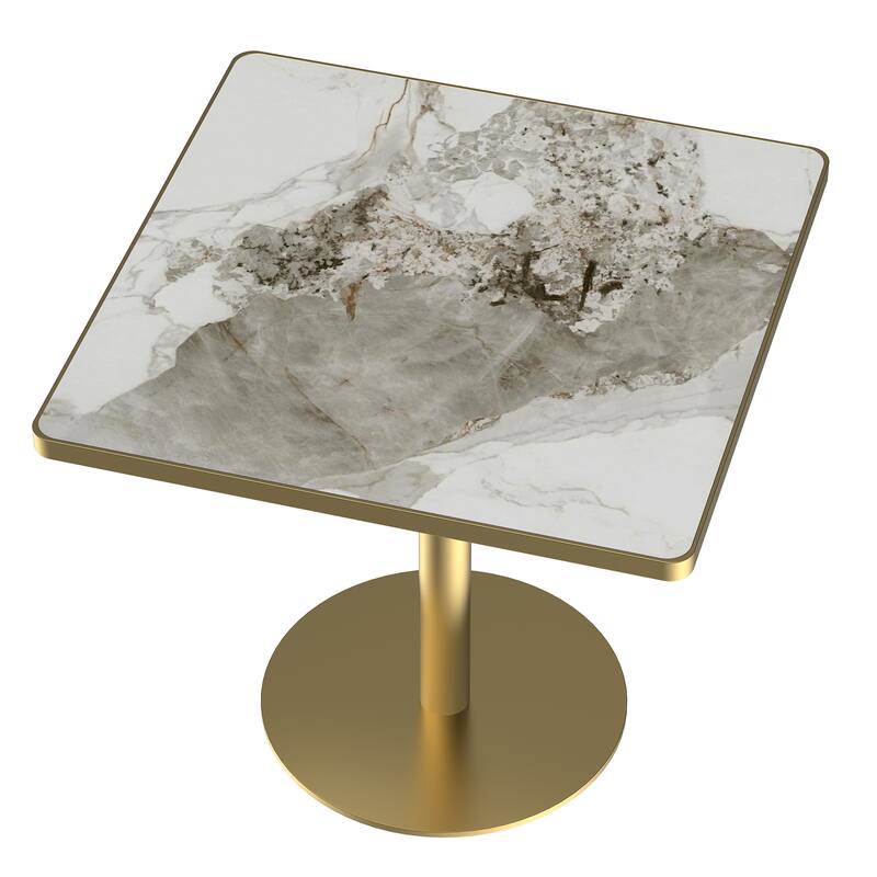 Modern Dinning Table Bistro Tulip Table with Faux Marble Top & Metal Frame Diameter
