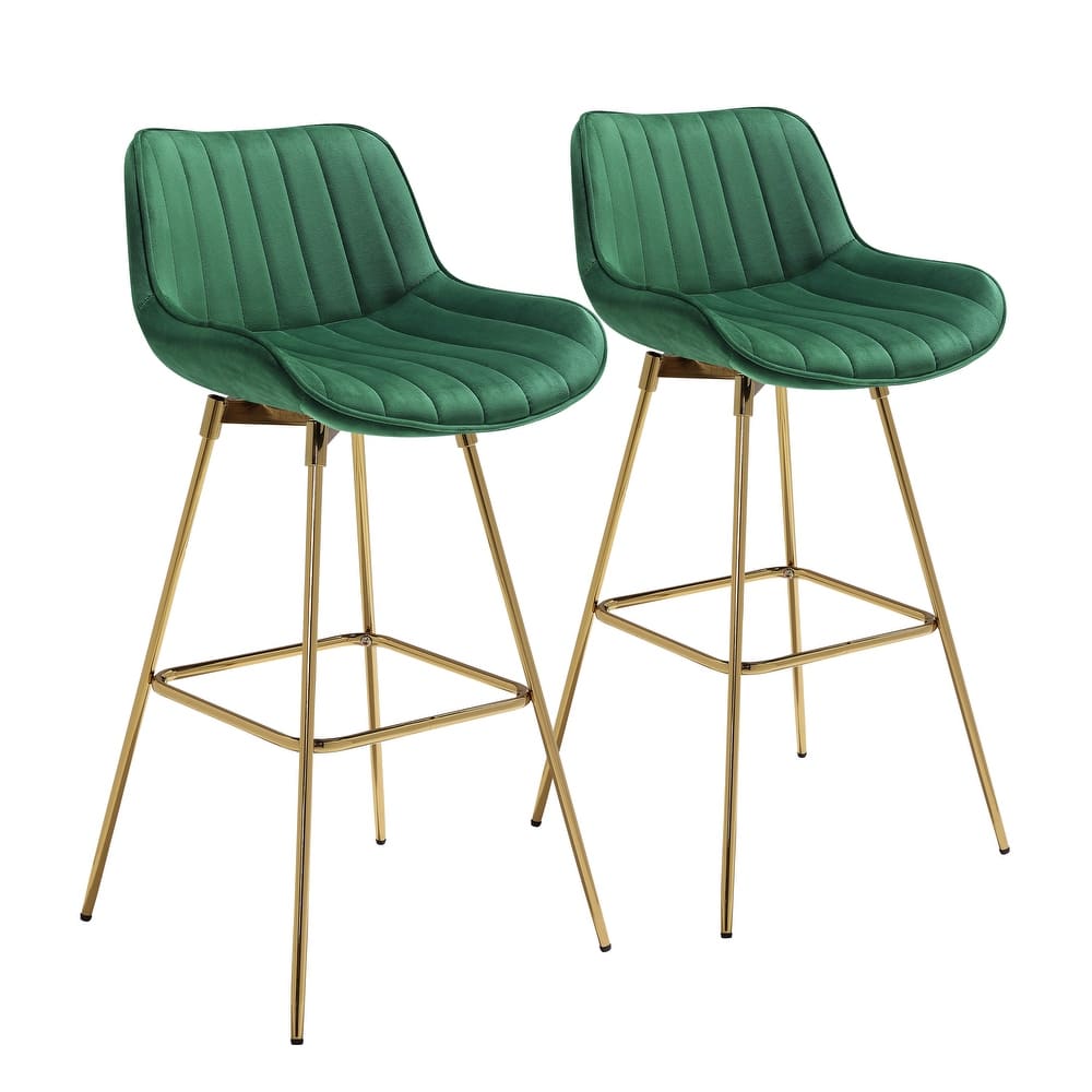 Art Leon 2pcs Comfortable Velvet Swivel Bar Stools