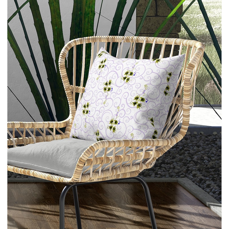 Orchid Artistry Indoor/Outdoor Reversible Throw Pillow Purple and Green