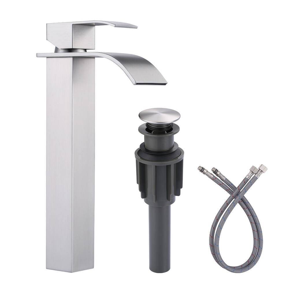 WOWOW Single Handle Single Hole Waterfall Bathroom Vessel Faucet