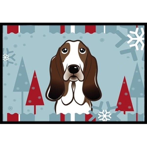 Carolines Treasures BB1739JMAT Winter Holiday Basset Hound Indoor & Outdoor Mat 24 x 36 in.