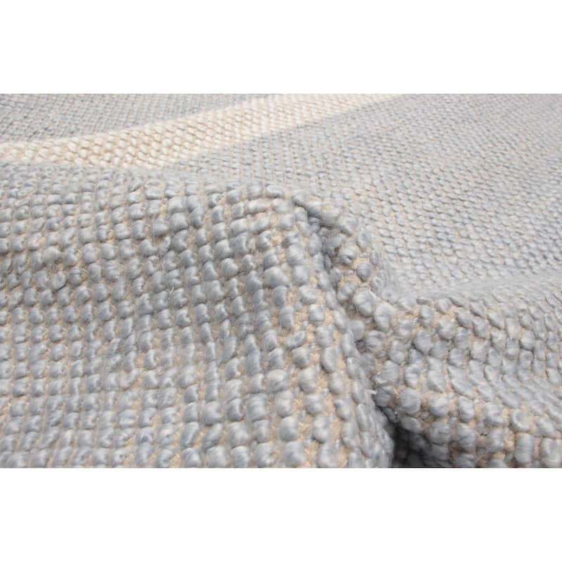 ECARPETGALLERY Braid weave Sienna Light Denim Blue Wool Rug - 5'10 x 5'10