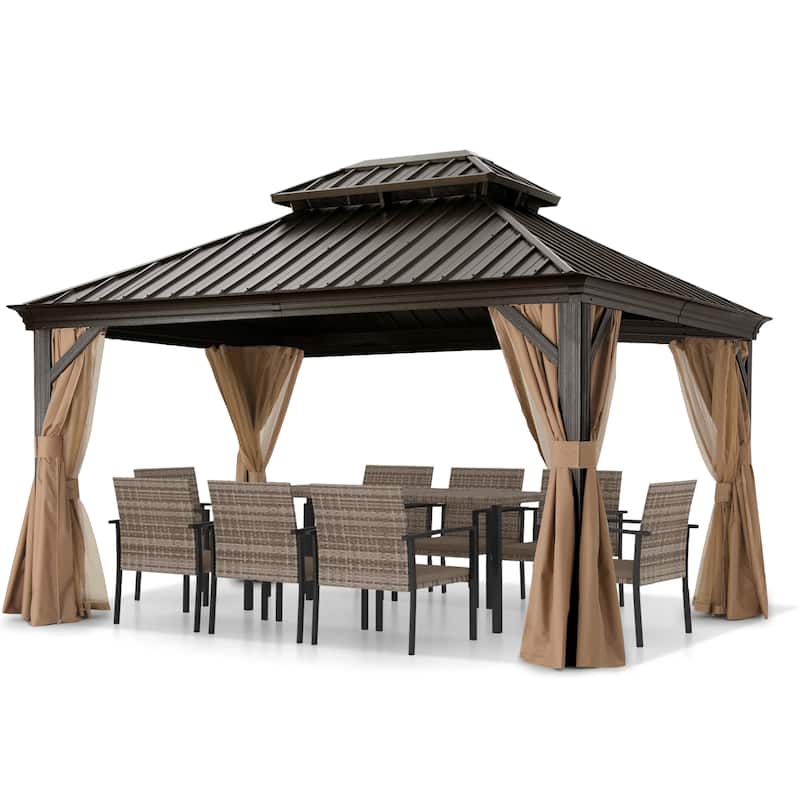 ABCCANOPY Outdoor Hardtop Gazebo with Galvanized Steel Double Roof